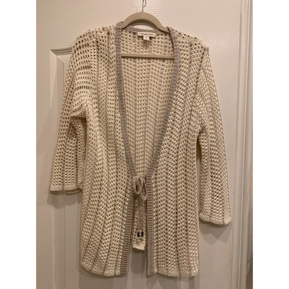Coldwater Creek‎ Women's Cardigan Sz 1X Cream Gold Gray Cardigan